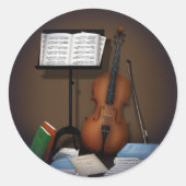 Miniatuurscène voor Cello & Music-standaard Ronde Sticker (Voorkant)