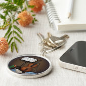 Miniatuurscène voor Cello & Music-standaard Sleutelhanger (Zijkant)