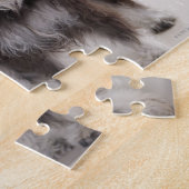 Miniatuurschnauzers aan de rand van de tafel legpuzzel (Zijkant)