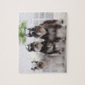 Miniatuurschnauzers aan de rand van de tafel legpuzzel (Verticaal)