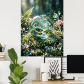Miniatuurwereld in dauwdruppel poster (Thuiskantoor)