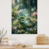 Miniatuurwereld in dauwdruppel poster (Keuken)