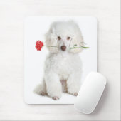 Miniatuurwitte puppy Dog Flower Mousepad Muismat (Met muis)
