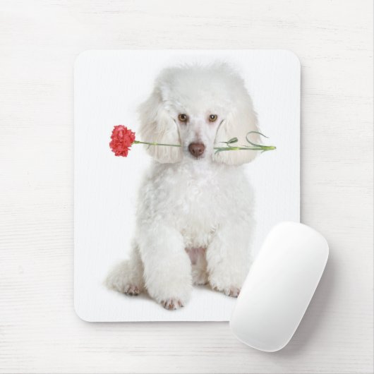 Miniatuurwitte puppy Dog Flower Mousepad Muismat (Met muis)