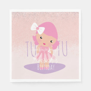 Miniballerina Verjaardagskaart Roze Glitters Servet