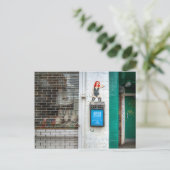 Minicab graffiti-meisje briefkaart (Staand voorkant)