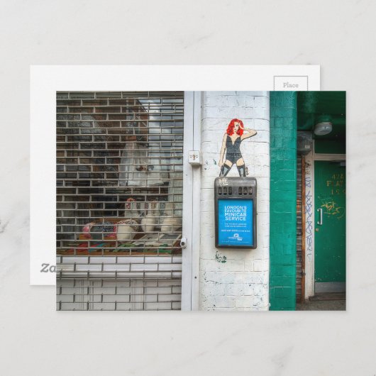 Minicab graffiti-meisje briefkaart (Voorkant / Achterkant)