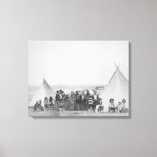Miniconjou Indians buiten Tipis Foto Canvas Afdruk (Voorkant)