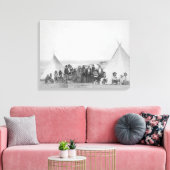 Miniconjou Indians buiten Tipis Foto Canvas Afdruk (Insitu (Woonkamer))