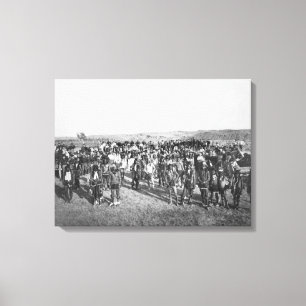 Miniconjou met witte soldaten canvas afdruk
