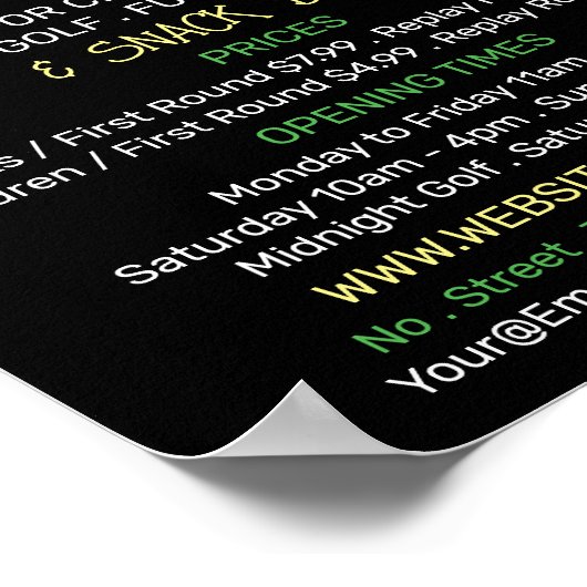 Minigolf Logo, Minigolfbaan Adverteren Poster (Hoek)