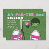 Minigolf Par-T-shirt Putt Putt Verjaardag Meisje Kaart (Voorkant / Achterkant)