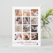 Minimaal 12 Fotocollage Elegant Kerstmis Feestdagenkaart (Staand voorkant)