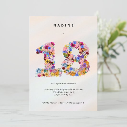 Minimaal 18e verjaardag Uitnodiging voor debuut 18 (Staand voorkant)