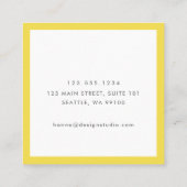 Minimaal 2021 lichtgevend geel vierkante visitekaartje (Achterkant)