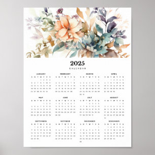 Minimaal 2025 Wandkalender Bloemen Boeket Poster