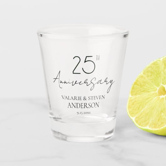 Minimaal 25 het Jubileum Keepsake Shot Glass Shot Glas (Voorkant)