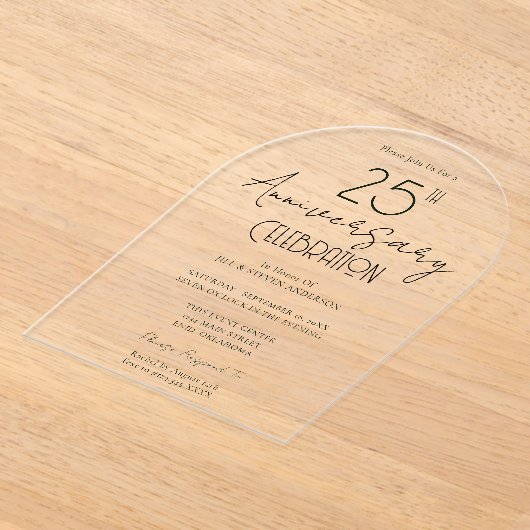 Minimaal 25ste Jubileum Acryl Uitnodigingen (Laagn)