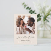 Minimaal 2-Foto Beige Bewaar de datum Aankondigingskaart (Staand voorkant)