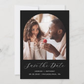 Minimaal 2-foto Boho Arch Zwart Save The Date (Voorkant)