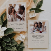 Minimaal 2-foto script beige save the date