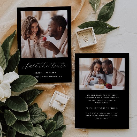 Minimaal 2-Foto Script Zwart Save The Date