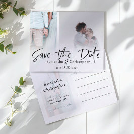 Minimaal 2 foto's collage save the date aankondigingskaart