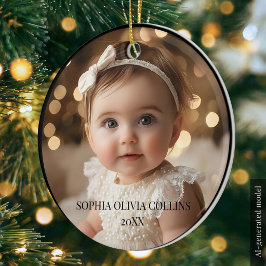 Minimaal 2 foto's Cute Pasgeboren Baby Naam Modern Keramisch Ornament