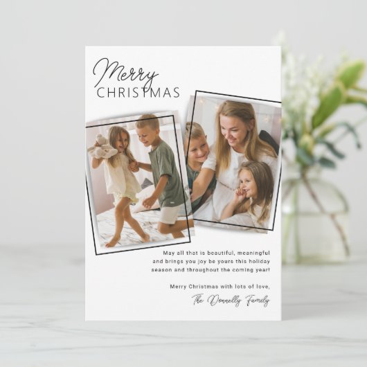 Minimaal 2 foto's Kerstmis Feestdagenkaart (Staand voorkant)