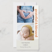 Minimaal 2 foto's van Rust Red Grateful & Blessed Feestdagenkaart (Voorkant)