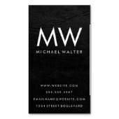 Minimaal 2 Letter Monogram Faux leder Magnetisch Visitekaartje (Voorkant Verticaal)