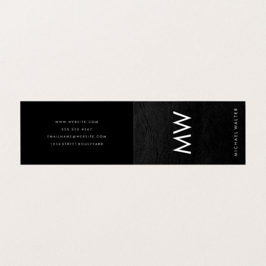 Minimaal 2 Letter Monogram Faux leder Visitekaartje (Buitenkant ongevouwen)