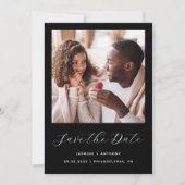 Minimaal 2-Photo Script Zwart Save The Date (Voorkant)