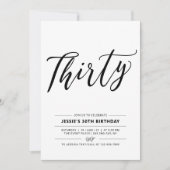 Minimaal 30e verjaardag zwart-wit kaart (Voorkant)