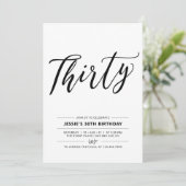 Minimaal 30e verjaardag zwart-wit kaart (Staand voorkant)