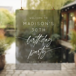 Minimaal 30e verjaardagsfeest welkom wit script acryl bord