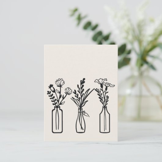 Minimaal | 3 Bloemenvazen | Modern Briefkaart (Staand voorkant)