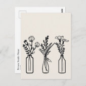 Minimaal | 3 Bloemenvazen | Modern Briefkaart (Voorkant / Achterkant)