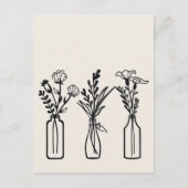 Minimaal | 3 Bloemenvazen | Modern Briefkaart (Voorkant)