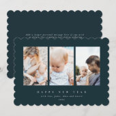 Minimaal 3 elegant Gelukkig Nieuwjaar Feestdagenkaart (Voorkant / Achterkant)