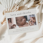 Minimaal 3 Foto Collage New Baby voor liefhebbers  Bedankkaart<br><div class="desc">Minimaal 3 Foto Collage New Baby van Liefde en Bedankt Hartelijk dank voor uw eenvoudige type en 3 afbeelding pasgeborenen aan de voorzijde. De achterkant heeft een persoonlijke boodschap van de familie. Klik uitgeven knoop om dit ontwerp met uw foto's en details aan te passen.</div>