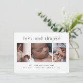 Minimaal 3 Foto Collage New Baby voor liefhebbers  Bedankkaart (Staand voorkant)