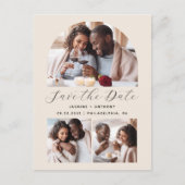 Minimaal 3 Photo Arch QR Code Beige Sla de datum o Briefkaart (Voorkant)