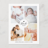 Minimaal 4 foto collage Baby shower Dank u Briefkaart (Voorkant)