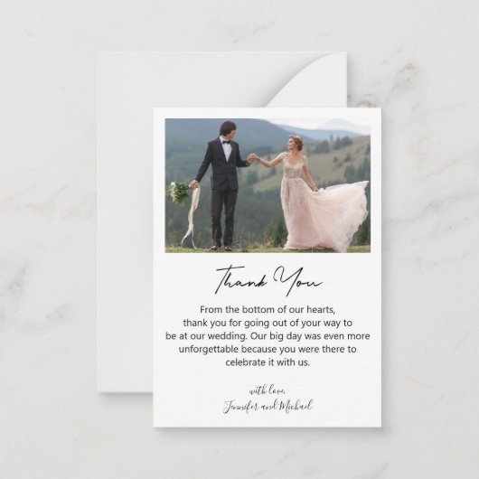 Minimaal 4 foto's collage bruiloft dank u stijlvol notitiekaartje (Achterkant)