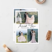 Minimaal 4 foto's collage bruiloft dank u stijlvol notitiekaartje (Voorkant / Achterkant in situ)