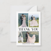 Minimaal 4 foto's collage trendy bruiloft dank u notitiekaartje (Voorkant)