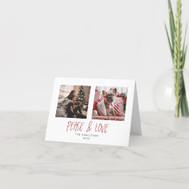 Minimaal 4 x 5,6-inch Tented Peace & Love Feestdagen Kaart