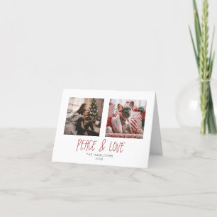 Minimaal 4 x 5,6-inch Tented Peace & Love Feestdagen Kaart