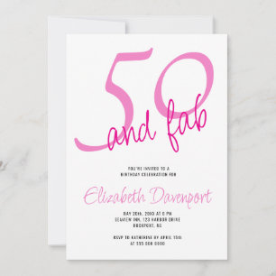 Minimaal 50 en Fab Roze Verjaardag Kaart